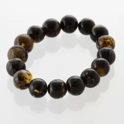 Large Dark Baltic Amber BAROQUE Beads Stretchy Bracelet 20cm
