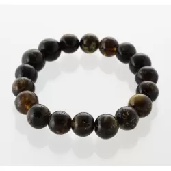 Large Dark Baltic Amber BAROQUE Beads Stretchy Bracelet 19cm