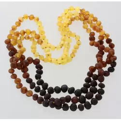 3 Raw Rainbow BAROQUE Baltic amber adult necklaces 53cm