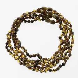 5 Dark ROUND Baltic amber teething necklaces 33cm