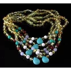 5 Gem Lemon Baltic Amber teething necklaces 33cm