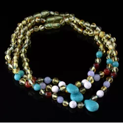 3 Gem Lemon Baltic Amber teething necklaces 33cm