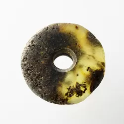 Raw Donut shape Baltic amber pendant medallion