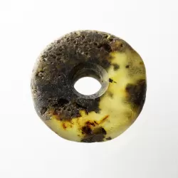 Raw Donut shape Baltic amber pendant medallion