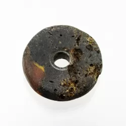 Raw Donut shape Baltic amber pendant medallion