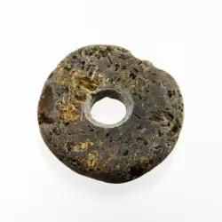 Raw Donut shape Baltic amber pendant medallion