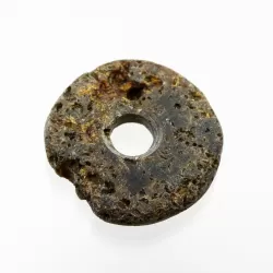 Raw Donut shape Baltic amber pendant medallion