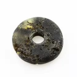 Raw Donut shape Baltic amber pendant medallion