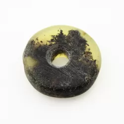 Raw Donut shape Baltic amber pendant medallion