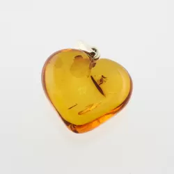 Heart Shape Cognac Baltic Amber Pendant Charm