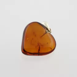 Heart Shape Cognac Baltic Amber Pendant Charm