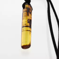 Natural Amber Pendant w Leather Cord