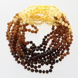 10 Raw Rainbow BAROQUE teething Baltic amber necklaces 32cm