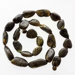Large dark beads Baltic amber kntted necklace 58cm