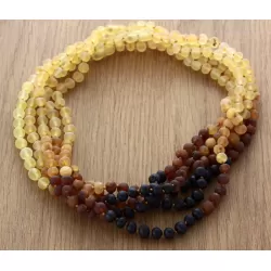 5 Raw Rainbow BAROQUE Baltic amber adult necklaces 45cm