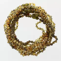 10 Raw Green BAROQUE Baby teething Baltic amber necklaces 33cm
