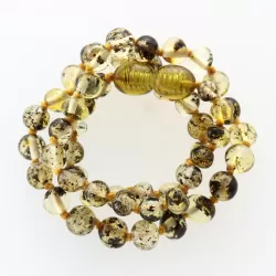 Green Baltic Amber Teething Necklace For Babies