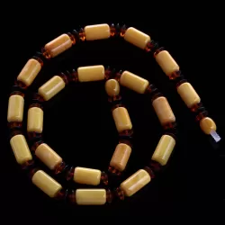 Egg yolk Cylinder beads Baltic amber UNISEX choker 46cm