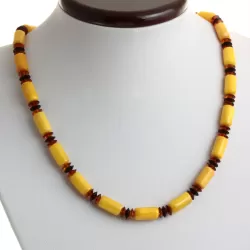 Egg yolk Cylinder beads Baltic amber UNISEX choker 46cm