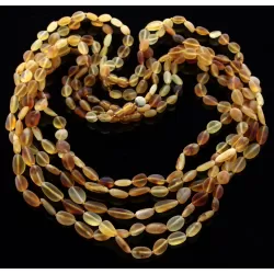 5 Raw Mix BEANS Baltic amber adult necklaces 60cm