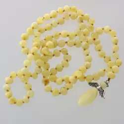 Milk Angel Pendant Baltic Amber Baroque Necklace 64cm