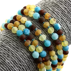5 Raw Honey Gems Baltic Amber teething necklaces 33cm