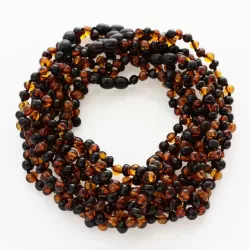 10 Multi BROQUE teething Baltic amber necklaces 33cm
