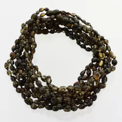 10 Dark BEANS Baby teething Baltic amber necklaces 32cm