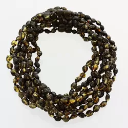 10 Dark BEANS Baby teething Baltic amber necklaces 32cm