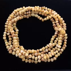 5 Raw Butter BAROQUE Baltic amber adult necklaces 45cm