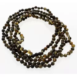 5 Raw Dark ROUND beads Baltic amber adult necklaces 45cm