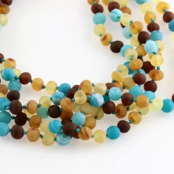 5 Raw Honey Gems Baltic Amber teething necklaces 33cm