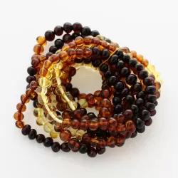 10 Rainbow BAROQUE Baltic amber stretch bracelets 19cm