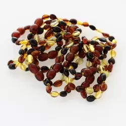 10 Multi BEANS Baltic amber teething Baby bracelets 14cm