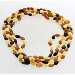 4 Big Multi BEANS Baltic amber adult necklaces 55cm