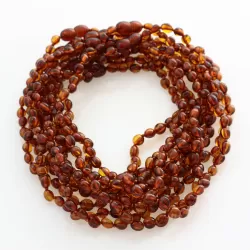 10 Cognac BEANS Baby teething Baltic amber necklaces 32cm