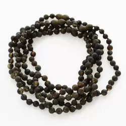 5 Raw Dark ROUND Baltic amber teething necklaces 33cm