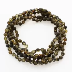 5 Raw Dark ROUND Baltic amber teething necklaces 33cm