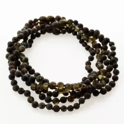 5 Raw Dark ROUND Baltic amber teething necklaces 33cm