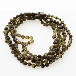 5 Raw Dark ROUND Baltic amber teething necklaces 33cm