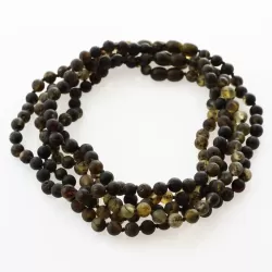 5 Raw Dark ROUND Baltic amber teething necklaces 33cm