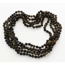 5 Raw Dark ROUND beads Baltic amber adult necklaces 50cm