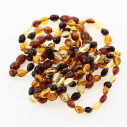 10 Multi BEANS Baltic amber teething Baby bracelets 14cm