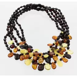 5 Cherry Leaf Baltic amber Choker Leaves Necklace 47cm