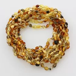 10 Mix BEANS Baby teething Baltic amber necklaces 33cm