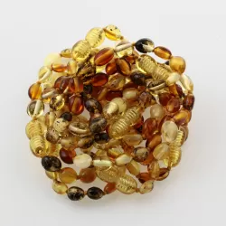 10 Mix BEANS Baltic amber teething Baby bracelets 14cm
