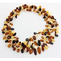 3 Multi Leaf Baltic amber Choker Leaves Necklace 48cm