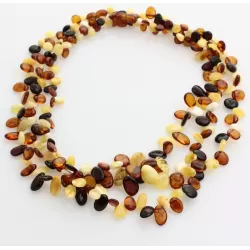 3 Multi Leaf Baltic amber Choker Leaves Necklace 48cm