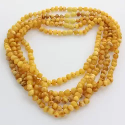 5 Butter BAROQUE Baltic amber adult necklaces 50cm