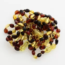 10 Multi BEANS Baltic amber teething Baby bracelets 14cm